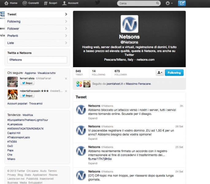 Netsons si scusa per il ko tecnico di tutti i loro servizi